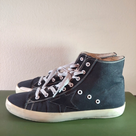 Size 10 - Golden Goose Francy High Top Black - Picture 1 of 8